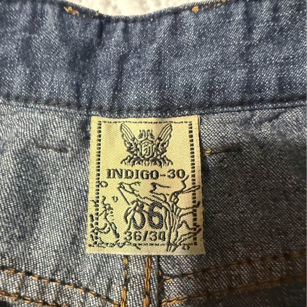 Indigo Blue Denim with Tan Label